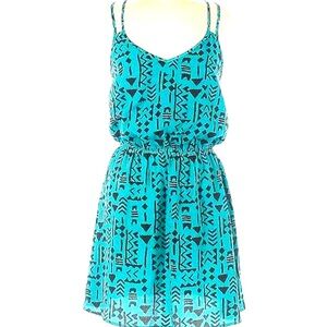 THREE PINK HEARTS Draped Mini Dress Turquoise Black Cage Back